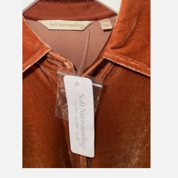 NWT Soft Surroundings Dark Copper Velvet Boyfriend Tunic Shirt Top Size PXS - Picture 4 of 8